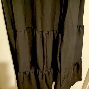 Black ruffle arm tie up dress